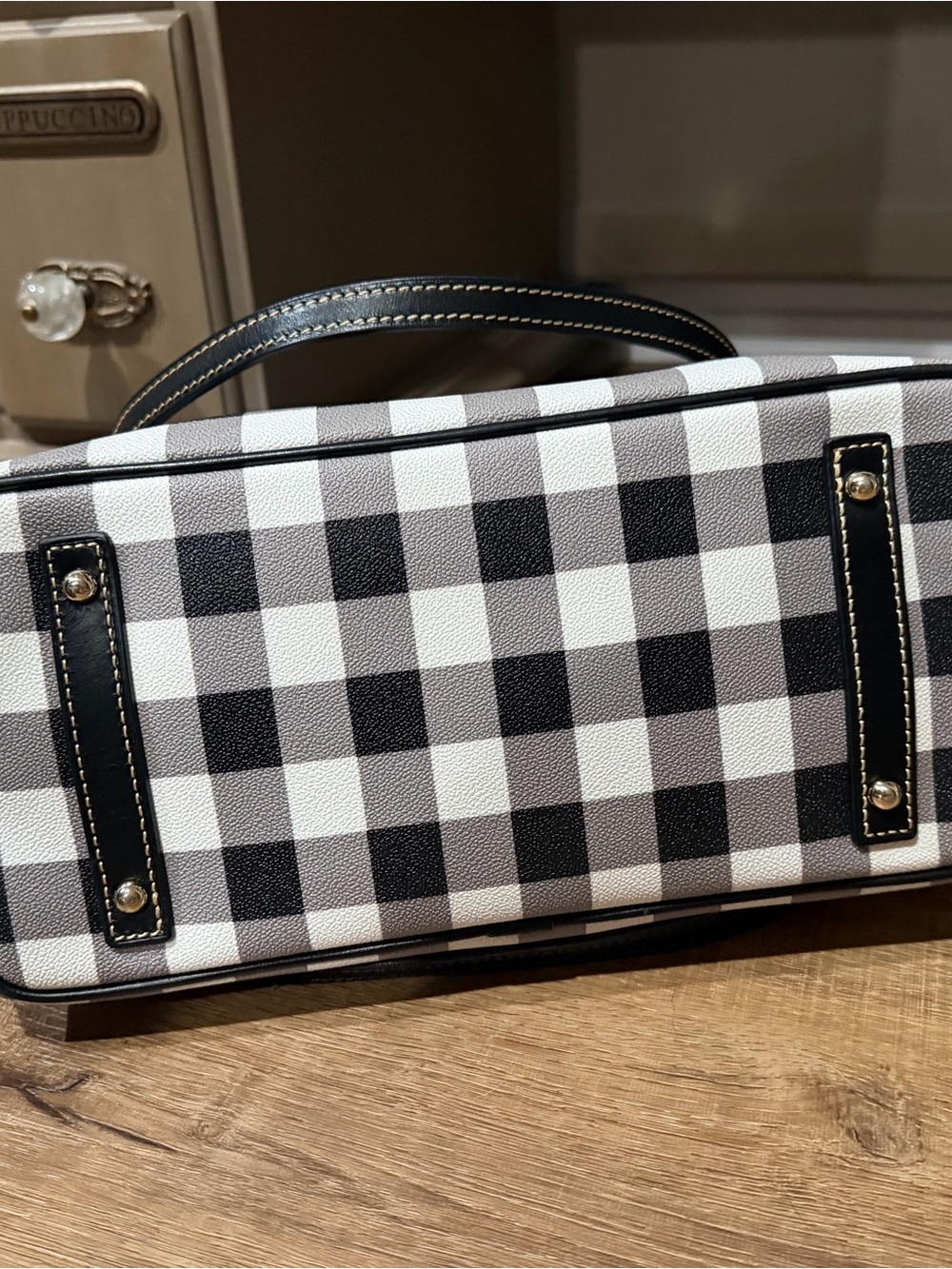Dooney & Bourke Black and White Gingham Tote - Picture 5 of 6